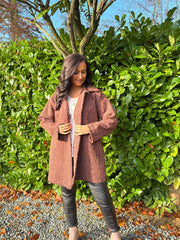 Rust Brushed Wool Coat Bridget