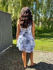 White Floral Print Sleeveless Dress Lilia