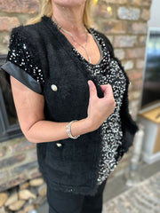 Black Soft Fringed Waistcoat Selma