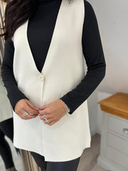 Antique Cream Single Button Waistcoat Kylie