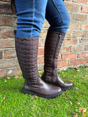 Chocolate Quilted Knee High Boots