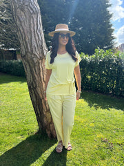 Lemon Ribbed Drape Tie Co-ord Daniella