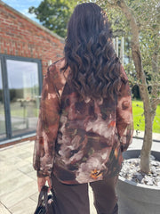 Chocolate Flower Pattern Mesh Top Louise
