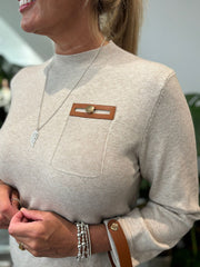 Stone Knitted Crew Neck Dress Zara