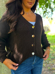 Chocolate Cosy Knit Cardi Sofia