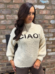 Stone Reverse Seam Slogan Knit Gigi