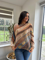 Mocha Brushed Stripe Knit Top Dawn