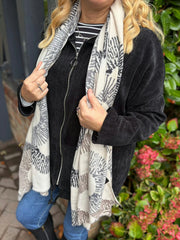 Antique Cream Abstract Circle Print Scarf