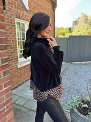 Black Soft Touch Leopard Hoodie Alex