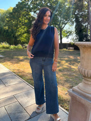 Navy Fluffy Hem Knitted Tank Gina