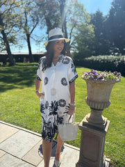 Black Medallion Palm Dress Janey