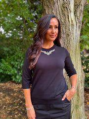 Black Jewel Embellished Knit Sandra