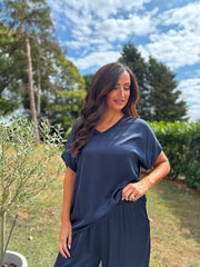 Navy Shimmer Tee Aubrey