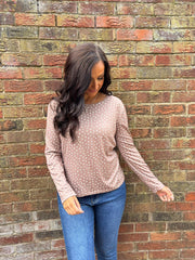Mocha Polka Dot Super Soft Round Neck