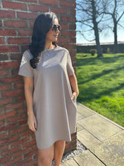 Mocha Embellished Sleeve Dress Lexi