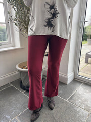 Wine High Waist Flared Leggings