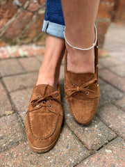 Tan Faux Suede Boat Shoes