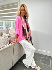 Winter White Super Soft Wide Leg Trousers