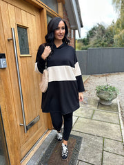 Black Block Stripe Sweat Dress Eva