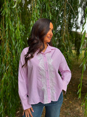 Pink Lace Detail Striped Shirt Rosie