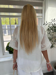 White Shimmer Embroidered Top Petra
