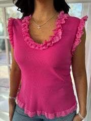 Lipstick Ruffle Lace Vest Lola