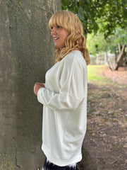 Winter White Longline Zip Sweatshirt Millie
