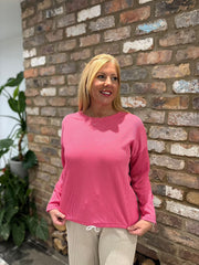 Lipstick Pink Textured Rib Sweatshirt Mia