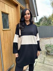 Black Block Stripe Sweat Dress Eva