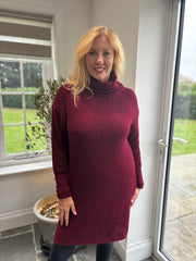 Wine Button Detail Knit Dress Harley