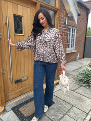 Mocha Leopard Print Blouse Gina