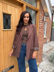 Chocolate Leopard Lined Blazer Ashley