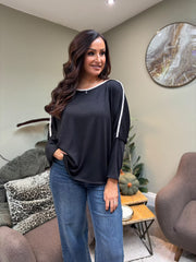 Black Diamante Trim Knit Orla