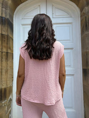 Pink Textured Sleeveless Top Corrina