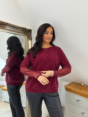 Wine Chenille Shimmer Sweatshirt Hailey
