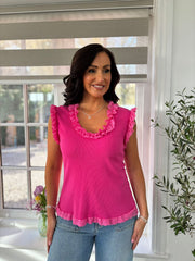 Lipstick Ruffle Lace Vest Lola