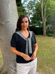 Black Stripe Tie Knit Jayla