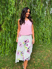 Stone Asymmetric Floral Frill Skirt Amy
