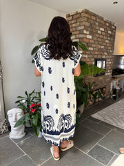 Navy Coastal Border Dress Lilia