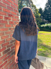 Navy Mesh Detail Top Parker