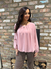 Rose Pleat Detail Chiffon Blouse Molly