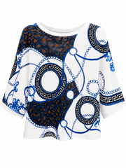 Navy Greek Key Multi Pattern Knit Top Dawn
