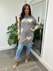Grey Heart Jumper Dress Kimberley