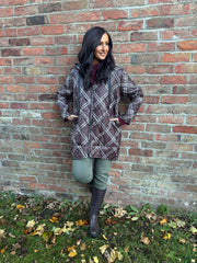 Chocolate Tartan Quilted Coat Maeve