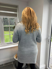 Grey Button Detail Knit Dress Harley