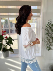 White Bardot Tassel Top Adeline