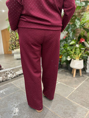 Wine Diamante Seam Front Trousers Nina