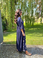Navy Sunburst Kaftan Dress Jolene