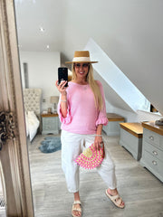 Pink Ruffle Sleeve Knit Alexis