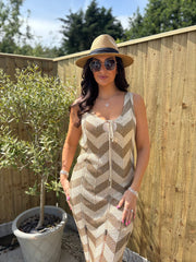 Gold Chevron Stripe Knit Dress Marcia
